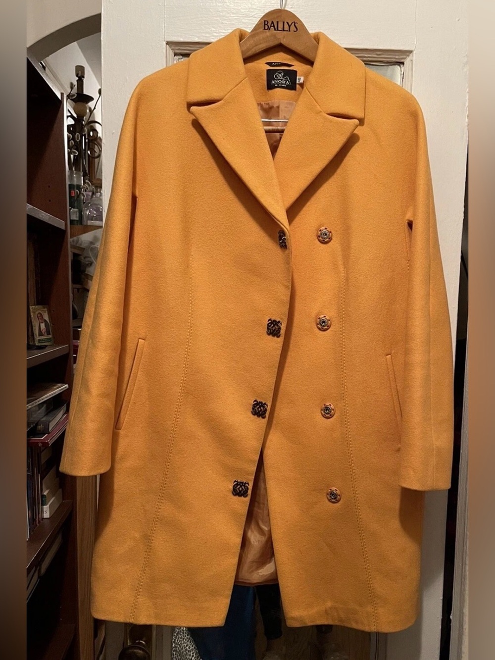 Anora yellow wool classic woman’s coat size 12 p2p  20.5 & length 34 inches
